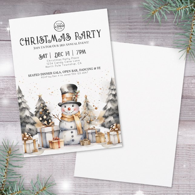 Invitation Black White Winter Business Noël (Black White Winter Business Christmas Party Invitation)