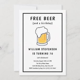 Invitation Blague de bière gratuite drôle pour 70 ans