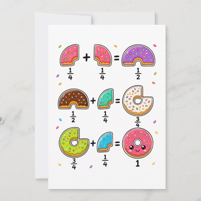 Invitation Blagues de maths sur les fractions de beignets (Devant)