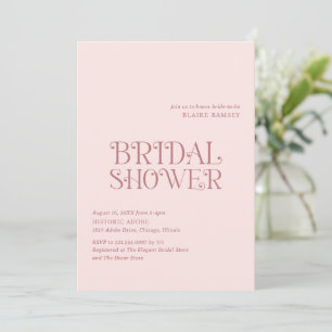 Invitation Blaire Blush Pink Fête des mariées moderne