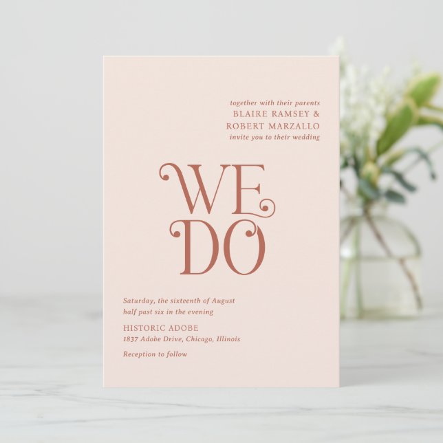 Invitation Blaire Neutral Mariage moderne (Debout devant)