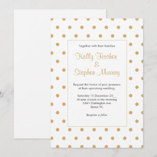 Invitation Blanc avec des pois en or
