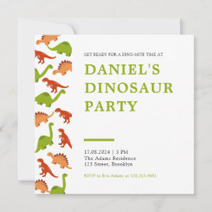 Invitation Blanc avec Dinosaur Graphics Dinosaur Anniversaire