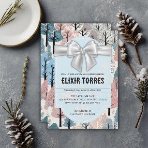 Invitation blanc Baby shower de la forêt d'hiver