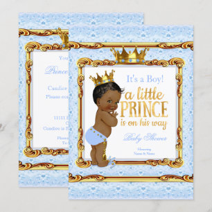 Invitation Blanc bleu clair Baby shower de Prince