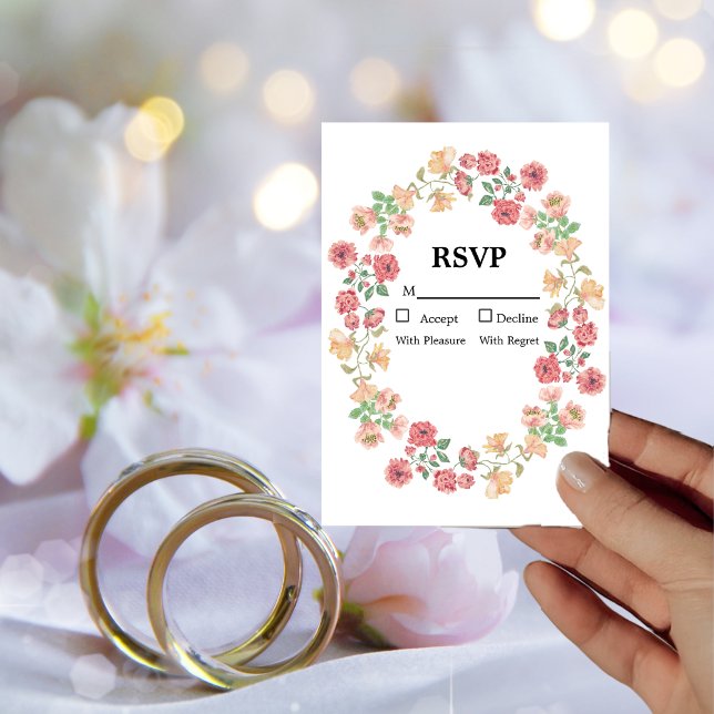 Invitation Blanc Boho Aquarelle Fleurs mariage RSVP (Créateur téléchargé)