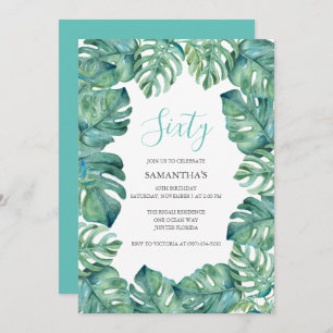 Invitation Blanc Citrouille Tropical Greens 60E ANNIVERSAIRE