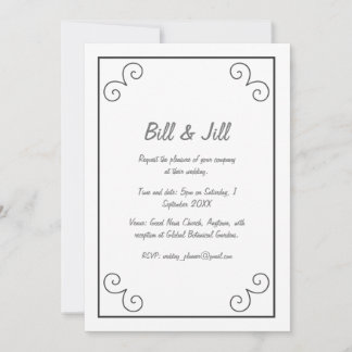 Invitation Blanc classique avec Mariage de bordure de défilem