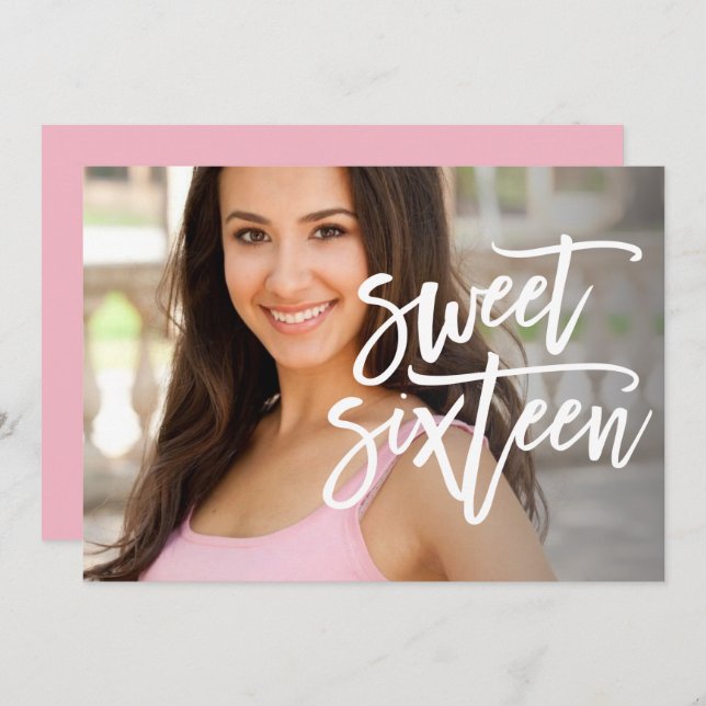 Invitation blanc d'anniversaire de photo de sweet (Devant / Derrière)