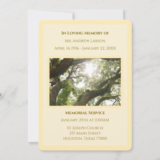Invitation Blanc dans l'amour Mémoire Arbres funérailles comm (Devant)
