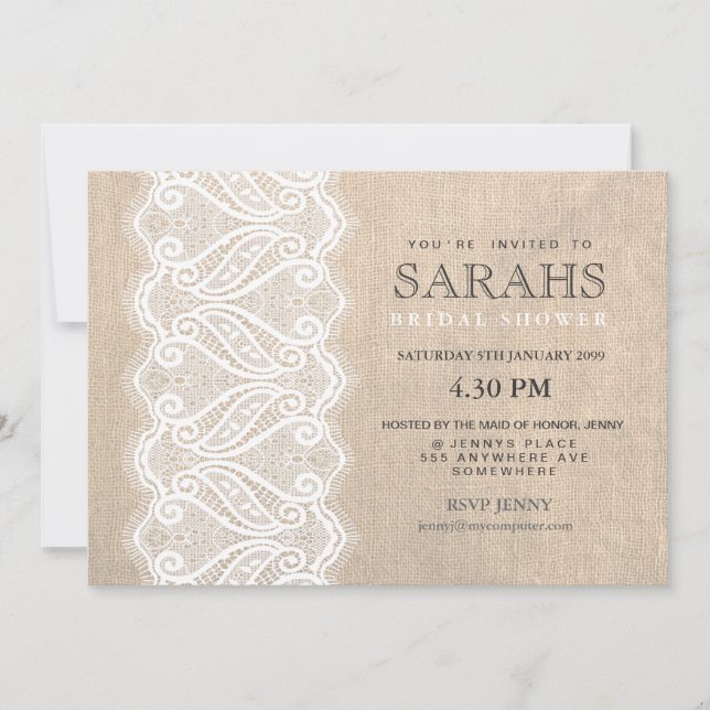 Invitation blanc de partie de Fête de la mariée de (Devant)