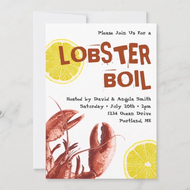Invitation Blanc de partie d'ébullition de homard d'été (Devant)