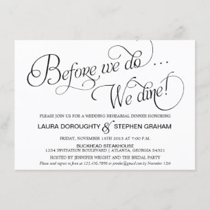 Invitation Blanc élégant d'invitation de dîner de répétition