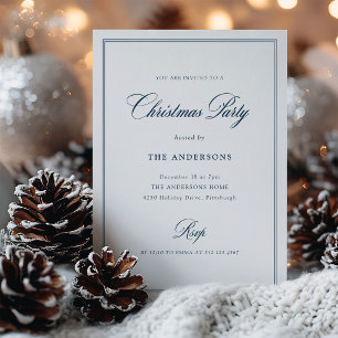 Invitation Blanc et Nuit Classique Élégance Fête de Noël