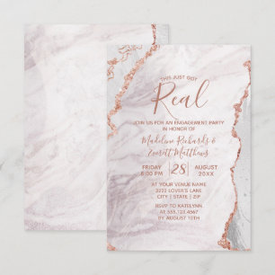 Invitation Blanc et Rose Gold Agate Marble