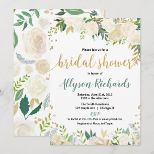 Invitation Blanc et wedding shower nuptiale floral de roses