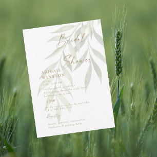 Invitation Blanc Gold Texte Vert Fête des mariées moderne