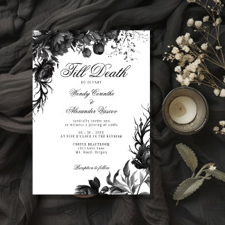 Invitation Blanc gothique classique "Jusqu'à la mort Mariage