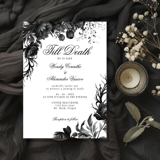 Invitation Blanc gothique classique "Jusqu'à la mort Mariage (Créateur téléchargé)