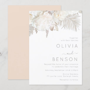 Invitation Blanc ivoire et fleurs bohème Mariage moderne