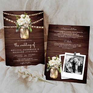 Invitation Blanc Magnolia Mason Bois de jarre tout en un Mari