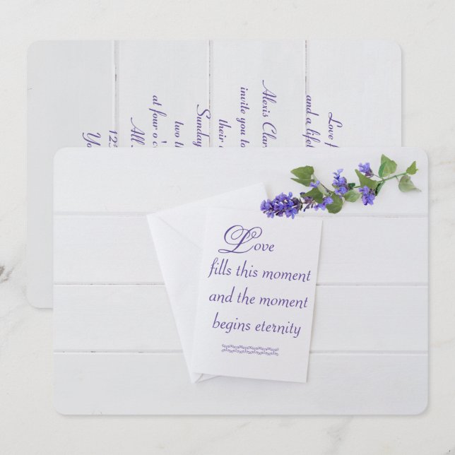 invitation blanc mariage sur bois (Devant / Derrière)