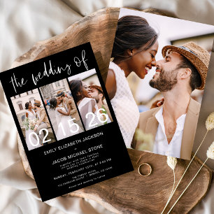 Invitation Blanc noir Le Mariage de la photo Simple Minimalis