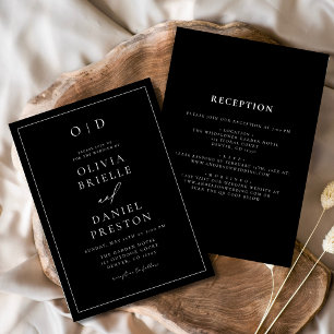 Invitation Blanc noir minimaliste tout en un Mariage