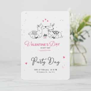 Invitation Blanc noir rose minimaliste mignonne Saint Valenti