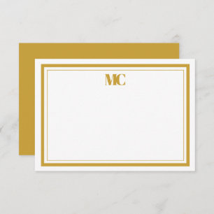 Invitation Blanc Or moderne minimaliste Monogramme deux front
