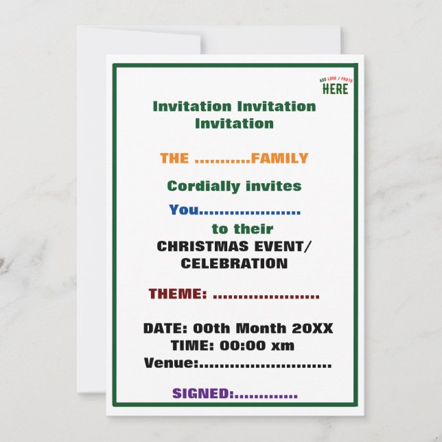 INVITATION BLANC PERSONNALISABLE MODERNE DE MARQUE VÉRIFIÉE S (Devant)