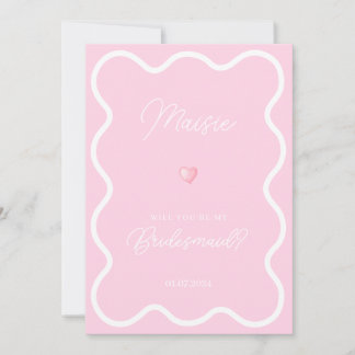 Invitation Blanc rose ondulé serez-vous ma proposition de dem