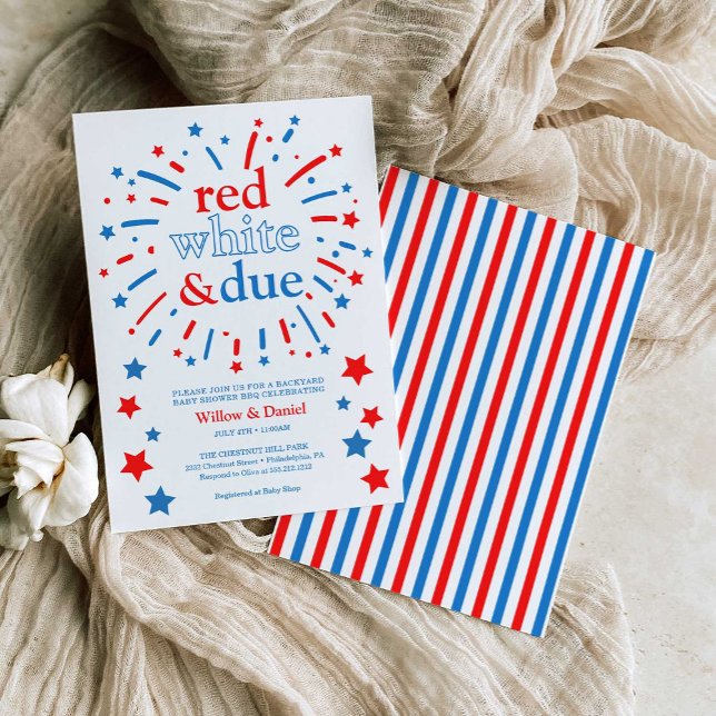 Invitation Blanc rouge et Baby shower dû (Créateur téléchargé)
