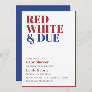 Invitation Blanc rouge et Baby shower du 4 juillet