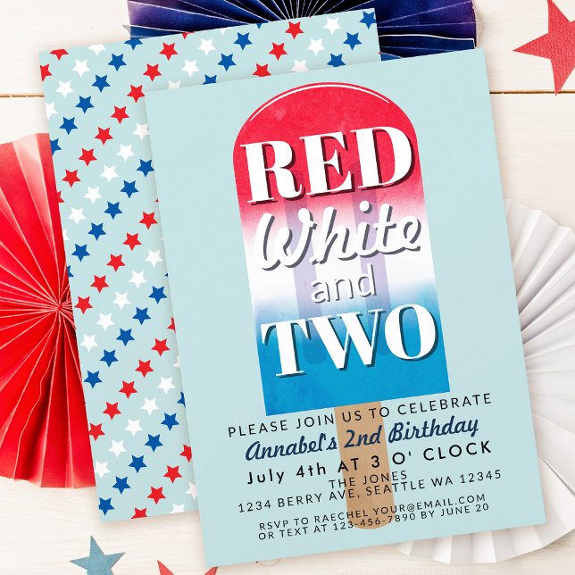 Invitation Blanc rouge et deux coquelicots Juillet 4 Annivers (Créateur téléchargé)