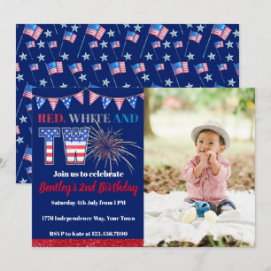 Invitation Blanc rouge et deux fêtards