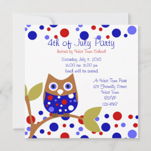 Invitation Blanc rouge et hibou Who