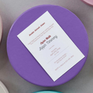 Invitation Blanc rouge uni couleur plaine, Baby shower Aqiqah