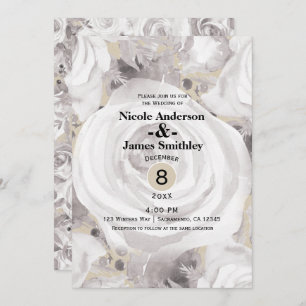 Invitation Blanc Russe Rose d'hiver Mariage Kraft