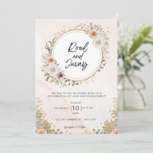 Invitation Blanc Rustique Aquarelle Floral Mariage libre