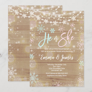 Invitation Blanc rustique d'hiver d'invitation jumelle de