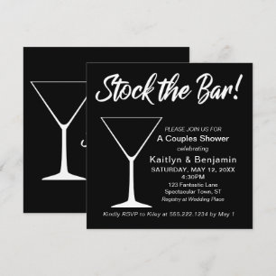Invitation Blanc sur noir Stock le Bar Script Couples Douche