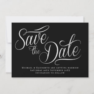 Invitation Blanc Typo Moderne Noir Sauvegarder La Date