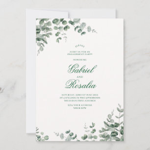 Invitation Blanc vert et noir Mariage floral moderne Invita