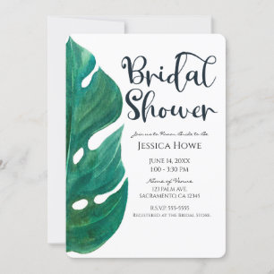 Invitation Blanc & Vert Feuille Tropicale Élégante Baby Showe