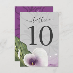 Invitation Blanc Violet Calla Lily Mariage Numéro de tableau