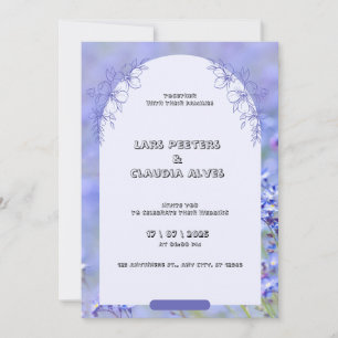 Invitation Blanc violet moderne Vintage Floral Mariage fronti