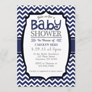 Invitation blanche de baby shower de Chevron de