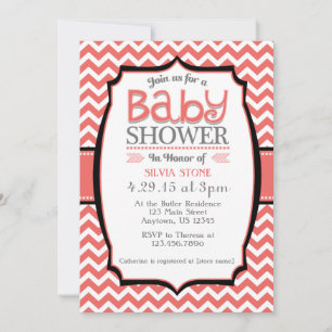 Invitation blanche de corail de baby shower de