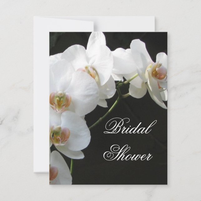 Invitation blanche de Fête de la mariée d'orchidée (Devant)
